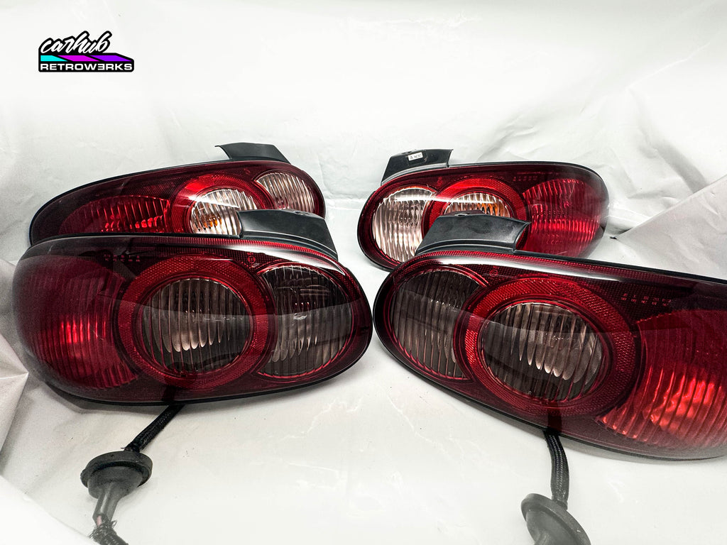 Pair of mazda mx5 nb nb2 halo taillights by carhub retrowerks nb2 miata clear version and  tint