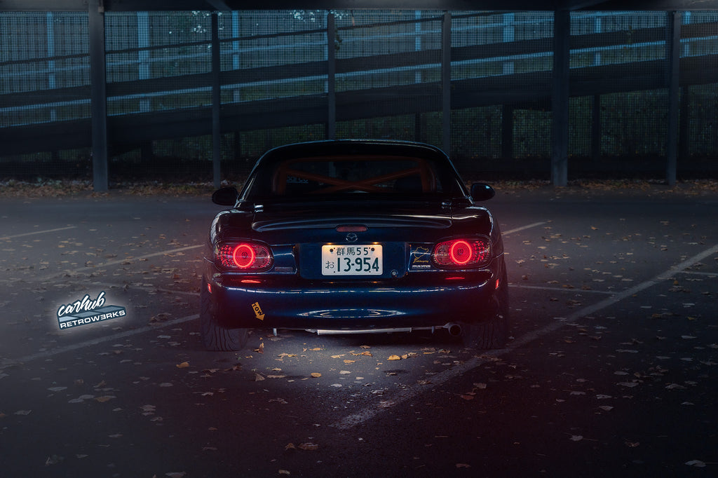 mazda mx5 nb nb1 nb2 nbfl custom clears with rgb halo rings tinted version by carhub retrowerks