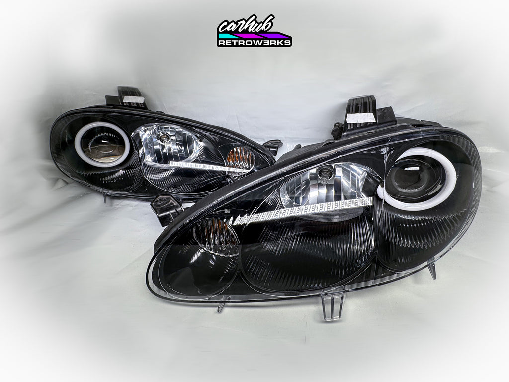 (New Lenses) NB2 Mazda MX-5 Miata Dark RGB Halo Head Light Set